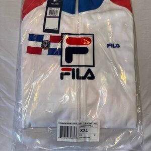 Fila White Track Jacket with Red & Blue Accents